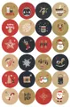 24-piece Christmas advent calendar stickers with numbers and festive cartoon designs - Red Gold Black White Grid Style (6)