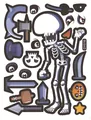 Σετ αυτοκόλλητα σκελετός Halloween με ανταλλάξιμα όπλα και καπέλα για παιδιά - Στυλ Κινούμενων Σχεδίων Σκελετός (DY016)