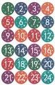 24 round Christmas advent calendar stickers with colorful numbers and snowflake patterns - Colorful Snowflake Festive Color Style (1)