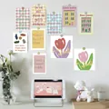 Minimalist floral art card set with aesthetic wall decor posters in pastel macaron colors - Floral Postcard Collection
