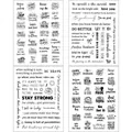 Detailed view of four sheets featuring black inspirational quote stickers for scrapbooking - QT602 Style