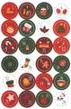 24 days Christmas advent calendar stickers with colorful festive icons and numbers - Classic Red Green Dotted Border Style (8)