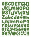 Green cartoon alphabet and number stickers with a smooth matte finish for DIY crafts - Dark Green