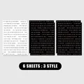 Detailoverzicht van Small Talk stickers met teksten in een set van zes vellen - Zwart en Wit (QT427)