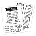 Kitchen measurement conversion chart stickers showing volume and weight units on white background - Black and White Conversion Chart