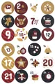 Christmas advent calendar stickers set with numbers 1-24 in vintage festive designs - Vintage Red Gold Matte Noel Style (9)
