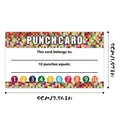Detailed dimension view of a 9x5cm cartoon punch card with 10 colorful reward circles - Mosaic Border Style (QT566-17) / 50 Sheets
