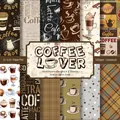 6x6 inch Coffee Lover decorative paper pad with 12 vintage designs for scrapbooking - Coffee Theme Style (QT685)