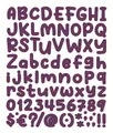 Deep purple bubble font alphabet and number stickers with a glossy cartoon design style - Purple