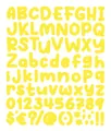 DIY cartoon style bright yellow alphabet and number stickers for mugs and parties - Yellow