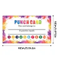 Detail view of colorful 5x9cm student punch card with watercolor edges and 10 reward slots - Watercolor Splash Style (QT566-18) / 50 Sheets
