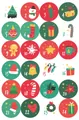 Set of 24 round Christmas countdown stickers with numbers 1-24 and festive cartoons - Chibi Red Green Alternate Round Stickers (14)