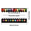 Detailed size specifications for 5x9cm educational reward punch cards with crayon design - Educational Doodle Style (QT566-19) / 50 Sheets