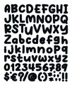 Cartoon style black bubble alphabet and numbers sticker set for DIY mugs and gifts - Black