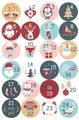 Set of 24 colorful Christmas advent calendar stickers with reindeer and snowman designs - Morandi Color Fresh Joy Theme (17)