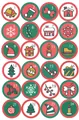 24-piece Christmas countdown stickers with colorful cartoon holiday numeric designs - Classic Red Green White Matrix Style (16)