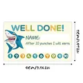 Detail view of colorful cartoon shark punch card for kids with name and reward fields - Cartoon Shark Style (QT566-15)