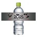 Etiquetas personalizadas para botellas de agua graduación 2025 diseño negro y gris - Estilo Congrats 2025 Degradado Gris Negro (QT1268-6)