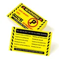 Detail view of parking warning cards with reason checklist and yellow warning header - Warning Card Style (QT714)
