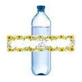 Detalle macro de etiqueta para botella con diseño de girasol y texto de agradecimiento - Estilo Girasol (QT652-4)