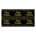 Pack of 6 black and gold Happy Birthday water bottle labels for party decorations - Black Gold Polka Dot Style (QT641)