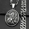 Macro shot of St. Benedict pendant with vintage black finish on a dark stone background - Silver
