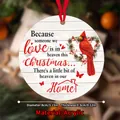 8cm acrylic Christmas ornament with cardinal bird and memorial message for holiday decor - Cardinal Holly Wreath Memorial Style (QT702-6)