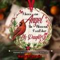 Memorial acrylic cardinal ornament with red ribbon and winter holly for Christmas decor - Cardinal Berry Plant Design Style (QT702-9)