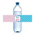Waterfles etiketten voor gender reveal party met Boy or Girl ontwerp in roze en blauw - Gender Reveal Roze Blauwe Stip Stijl (QT642-1)