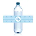 Waterflesetiket voor babyshower met blauwe voetafdrukken en de tekst It's a Boy - Blauw It's a Boy Voetafdruk Stijl (QT642-3)