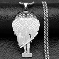 Macro shot of St. Michael archangel pendant with St. Benedict medal and PAX engraving - Silver