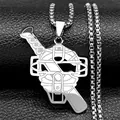 Detail of silver baseball catcher mask and bat pendant on a square link chain - Silver