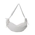 Bolso medialuna marfil minimalista con cordón lateral y una correa de hombro ancha y cómoda - Blanco Roto
