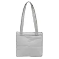 Detailed macro view of light gray quilted nylon fabric and stitching on the tote bag - Light Gray