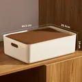 Creamy white thickened plastic storage box with handles and 44.5x30.5x14cm dimensions - Thickened Extra Large Cream White No Lid 45x31x14.3cm