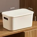 Creamy white plastic storage box with lid and handles, sized 28.6 x 17.5 x 14.5 cm - Thickened Medium Narrow Cream White With Lid