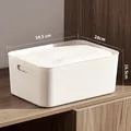 White thickened plastic storage bin with handles for organizing clothes, 39.5x28x16.5cm - Thickened Extra Large White No Lid 40x28x17cm