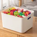 White thickened plastic storage bin with handles for toy organization, 34x26x20.5cm - Thickened XL No Lid Cream White