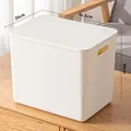 White minimalist plastic storage box with lid and handles, 36.5x26x30cm large capacity - Thickened Super Large High Cream White With Lid