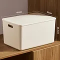 Creamy white plastic storage box with handles in large size 45x31x25.3cm for clothes - Thickened Extra Large Cream White With Lid 45x31x25.3cm