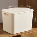 Creamy white plastic storage box with lid and handles, large size 40.5x28.5x30.5cm - Thickened Extra Large Cream White With Lid 40x28x30cm