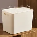 Creamy white plastic storage bin 40x28x30cm with handles for organizing home textiles - Thickened Extra Large Cream White No Lid 40x28x30cm