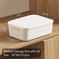 White plastic storage bin with lid and handles, medium size 28x20.5x9.5cm for home organizing - Thickened Medium White With Lid