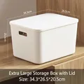 Extra large white plastic storage box with lid and handles for home organization - Thickened XL White With Lid