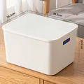 White thickened plastic storage box with lid and handles for home organization, 34cm length - Thickened XL Cream White With Lid