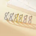 Three pairs of infinity loop earrings in gold, silver, and rose gold with zircon stones - Infinity Hoop Earrings (ED185)