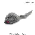 Souris en peluche grise pour chat avec oreilles rouges, 18cm x 5cm, poids 8g - Grande Souris Grise à Poils Longs