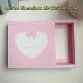 Pink heart lace drawer gift box for hair accessories, size 15x15x3cm, top view - Pink Drawer Box