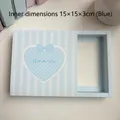 Blue gift box with white hearts and lace pattern for scrunchies, size 15x15x3cm - Blue Drawer Box
