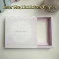 Purple drawer gift box with heart pattern and bow, inner size 15x15x3cm for hair ties - Purple Drawer Box